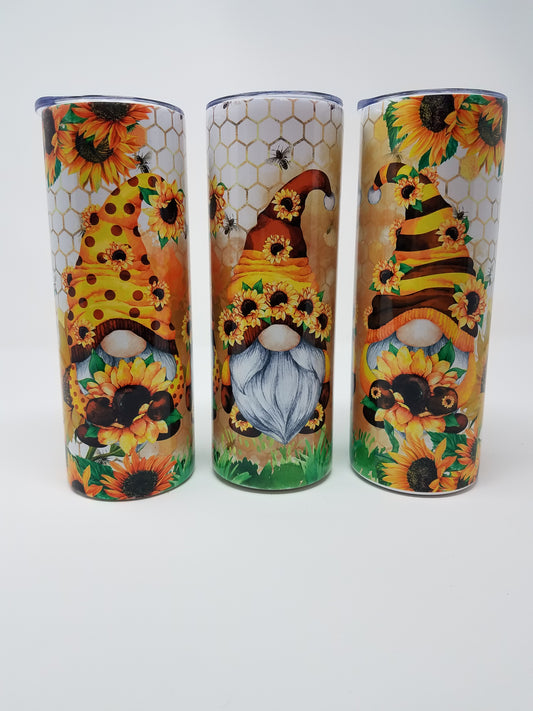 Gnomes with Sunflowers and Bees - 20oz Stainless Tumbler